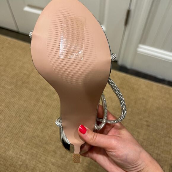 Simmi London ASOS samia barely there embellished heeled sandals in silver. - Picture 7 of 7